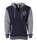 "Prevailer" Embroidered Varsity Letterman's Zip Hood