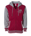 "Prevailer" Embroidered Varsity Letterman's Zip Hood