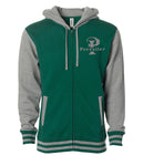 "Prevailer" Embroidered Varsity Letterman's Zip Hood