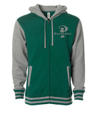 "Prevailer" Embroidered Varsity Letterman's Zip Hood