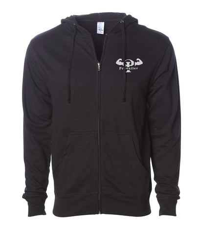 "Prevailer Hardcore" Embroidered Midweight Zip Hooded Sweatshirt